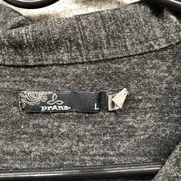 Prana Besha Wool Blend Long Sleeve T Shirt Womens L Gray Henley Collared - Picture 5 of 9